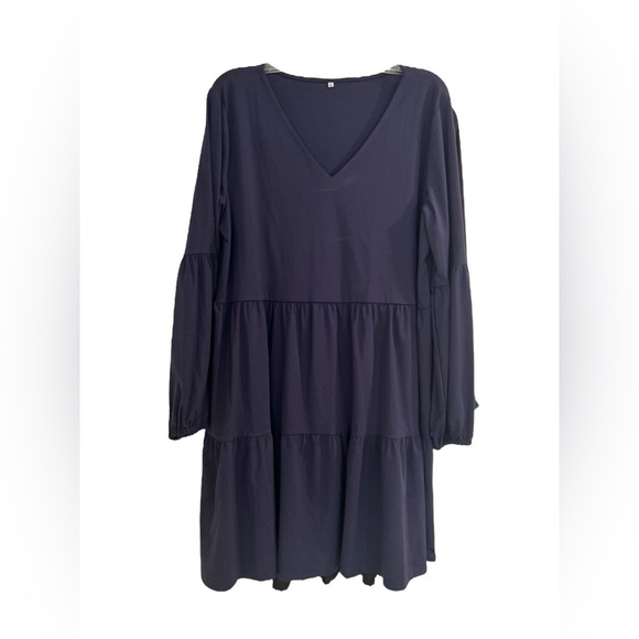 Women’s Long Sleeve Ruffle Tiered Dress Navy Size XL - Picture 6 of 6